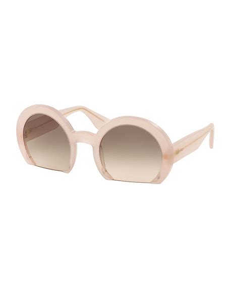 Miu Miu Solid Purple Pink Rasoir Cutoff Round Sunglasses One 